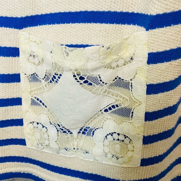 🔥 Matilda Jane• blue and white striped Midway hooded cardigan Size Large - Picture 6 of 10